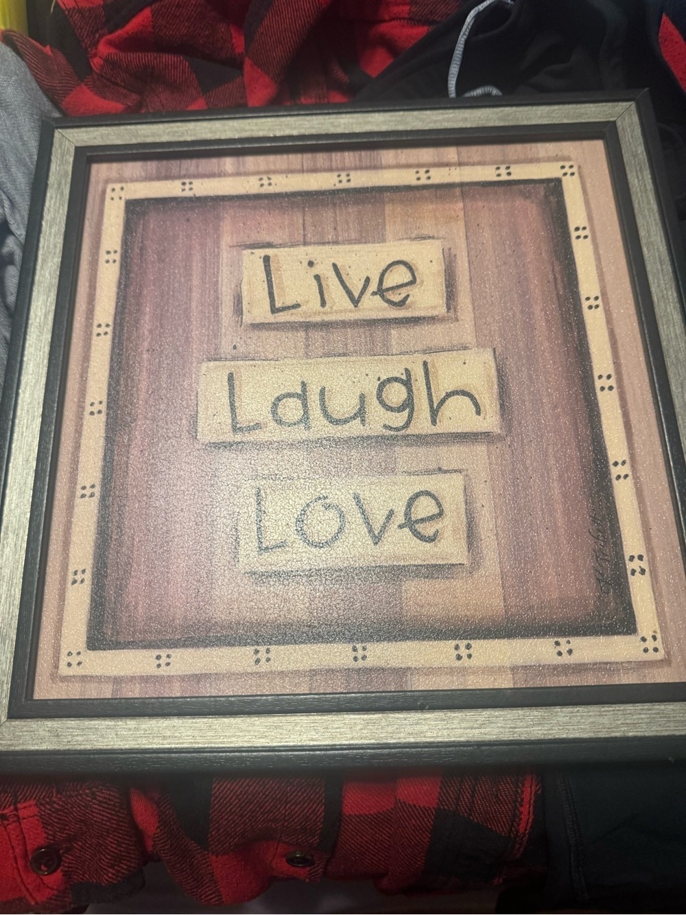 Live Laugh Love” Framed Wall Art — Rustic Farmhouse Decor, Two-Tone Frame - Picture 3 of 3